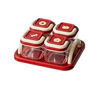 JISADER Plato Organizador de Secos con Tapa y Tarro de, Platos para Servir en Sala de Estar, Rojo, 4 Tazones