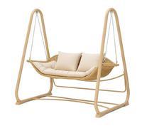 JISADER SIL Colgante Exterior, Columpio de jardín rústico con Estructura metálica, bancín de terraza para Rex, 178x68x73 cm, Columpio Doble de Milán