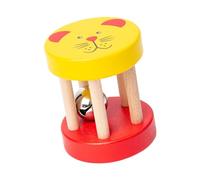 JISADER Sonajero de Madera con Rodillo, Cilindro de Juguete con Campana, Rodillo Sensorial Audible, Ligero, para El Desarrollo del Agarre, Adecuado para La Ed, Amarillo