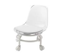 JISADER Taburete rodante bajo, Asiento rodante bajo con Respaldo, Taburete de pedicura, Taburete Giratorio de 360°, Taburete Giratorio de 360° para Limpieza, Claro