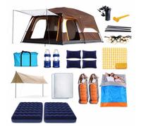 JISADER Tienda Campaña Familiar Impermeable con 2 Habitaciones Estar para Camping Lujo, Paquete de Camping para 5-8 Personas