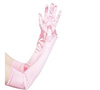JISEN Guantes de encaje de terciopelo satinado para mujer, estilo años 20, formal, banquete de novia, fiesta, boda, ópera, guantes coloridos, A-Rosa 22 Pulgadas, talla única