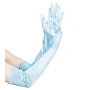 JISEN Guantes de satén de las mujeres de los años 20 formal nupcial banquete fiesta boda ópera colorido manopla 22 pulgadas, 56 cm Lago Azul, Talla única