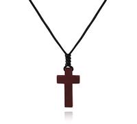 JISHGS Collar de Cruz de Madera Natural para Hombres, Mujeres, Niños y Niñas; Colgante de Cruz para Espejo de Coche, Regalo, Madera, No es una Piedra Preciosa