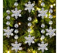 Jishi 30 Adornos de Copo de Nieve - Copos de Nieve Colgantes de acrílico Transparente para Decoraciones de árbol de Navidad y Suministros de Fiesta de Invierno del país de Las Maravillas