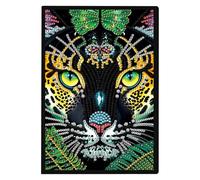 JISHSHAY Diamond Painting Cuaderno de notas de guepardo Diamante Painting Cuaderno Hoja Blanca Animal Bordado Diamante Bloc Nota DIY Adulto Diario Kit Bordado Cuaderno Punto de Cruz Cuaderno A5