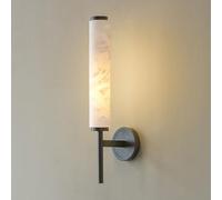 JISHUBO Aplique de pared cilíndrico de alabastro, lámpara de pared de estilo industrial moderno, aplique de pared de cobre con fuente de luz LED, luminarias de pared para sala de estar, balcón y resta