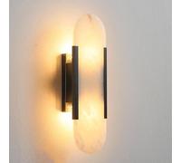JISHUBO Aplique de pared G4 Light Source Alabaster, lámpara de pared de mármol natural, aplique de pared de estilo minimalista nórdico, luminarias de pared para restaurantes, salas de estar y balcones