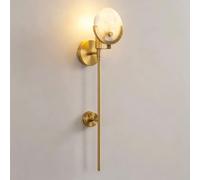 JISHUBO Aplique de pared metálico con fuente de luz E14, lámpara de pared de estilo minimalista nórdico, aplique de pared de alabastro natural con cableado fijo, luminaria de pared para restaurante, s