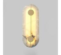 JISHUBO Aplique de Pared Ovalado de alabastro de 16,5 Pulgadas, lámpara de Pared de Estilo Industrial nórdico, luz LED de Cobre, luminaria Decorativa para Salas de Estar de restaurantes y hoteles.