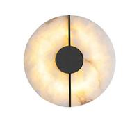 JISHUBO Aplique de pared redondo de alabastro de 7,8 pulgadas, lámpara de pared de estilo industrial moderno, aplique de pared negro con fuente de luz LED, luminarias de pared para dormitorio, sala de