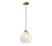JISHUBO Lámpara de araña de estilo minimalista americano,Lámpara colgante de vidrio en forma de concha de personalidad creativa,Lámpara colgante de un solo cabezal con base E14,Accesorios de iluminaci