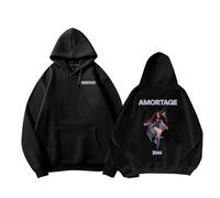 Jiso Álbum AMORTAGE Hoodie BLI-NK 2025 Soporte Merch Sweatshirt Camisetas de algodón for fanáticos(A Black-Fleece,S)