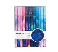 Jisomin 12 bolígrafos de tinta de gel constelación, bolígrafos Creative Galaxy, bolígrafo extrafino de 0.5 mm, regalo promocional, papelería, suministros de oficina escolar (tinta negra)