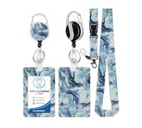 Jisrcha 1 Pieza Porta Tarjetas Identificativas con Lanyard, Tarjetero Retráctil Desmontable con Lanyard, Llavero Retráctil Tarjetero para Profesores, Enfermeras, Médicos, Estudiantes (B)
