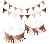 Jisrcha 2 Pcs Banderines Decorativos para Habitación de Niños, 2.6 M Banderines Cumpleaños de Tela, Banderines Tela para Boda Cumpleaños Decoración Fiesta Casa Vacaciones Decoración (Marrón)