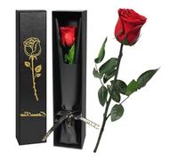 Jisrcha Rosa Eterna Gift Set, Mujeres, Flores Eterna con Tallo, Rosas Artificiales Rojas para Mamá, Esposa, Novia, Rosa Eterna Regalo de Cumpleaños, Regalo Dia de la Madre