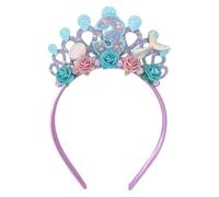 Jissoo Diadema de cumpleaños de flores moradas para bebés, diadema de 3ª sirenas, decoración de fiesta de tres años, diadema para bebé niña