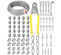 Jissta 3mm 35m Cable de Acero Inoxidable, Kit Cable Acero Nylon, Cuerda de Alambre con Tensor Ojales, Cable Acero Plastificado para Cuerda Tendedero, Suspensión, Soporte Planta