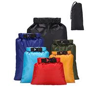 Jissta 6 Piezas Bolsa Estanca Impermeable, Bolsas Secas Ligeras (1.5/2.5/3/3.5/5/8L),Bolsa Portátil para Acampar Viaje Kayak, Correas Largas Ajustables Los Hombros