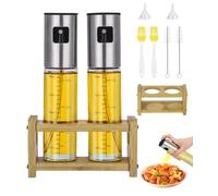 Jissta Pulverizador Aceite Spray,100ML Spray Aceite Cocina con Escala,Spray Aceite Cocina Freidora Aire,Con Soporte Para Botella de Aceite en Spray, Cepillo Para Parrilla(2PCS)