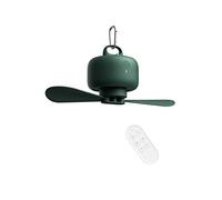 JISULIFE 8000mAh Ventilador de camping con pilas, USB recargable con control remoto, aspas de ventilador extraíbles, gancho para colgar, temporizador, 4 velocidades para exteriores-Verde
