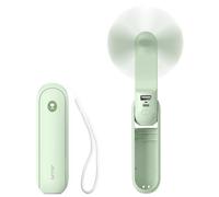 JISULIFE - Mini ventilador de mano, portátil, con pilas recargables por USB [14-21 horas], personal plegable y silencioso con batería externa de bolsillo - Menta verde