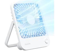 JISULIFE Mini Ventilador de Mesa, Ventilador Portátil Plegable de 180 °, 4 Velocidades del Viento Ajustable, Potente y Silencioso-Blanco