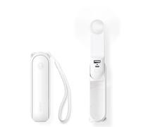 JISULIFE Mini Ventilador Portátil 3 en 1 - Recargable de Bolsillo [12-19 Horas de Trabajo] Con Batería Externa y Linterna Blanca