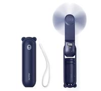 JISULIFE Mini ventilador portátil, ventilador de mano 3 en 1, ventilador de bolsillo recargable, ventilador de batería [12-19 horas de trabajo] con batería externa, función de linterna-azul