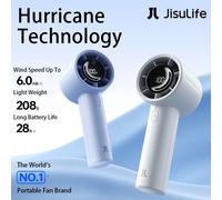 JISULIFE Nuevo Ventilador de Mano Portátil Life10s, Batería de 5000mAh de Larga Duración, 5 Velocidades de Viento, Esencial para el Verano Light Grey 5000mAh