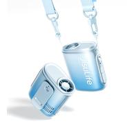 JISULIFE Ventilador de cintura portátil, 100 velocidades, 40000 RPM, Mini ventilador de cuello, 16 h, USB recargable 4500 mAh, pantalla led, ideal para regalos, viajes, niñas y niños-Azul