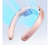 JISULIFE Ventilador de cuello portátil Pro, ventilador sin aspas de 100 velocidades, perilla continua, pantalla LED, ventilador personal recargable de 5000 mAh, rosa