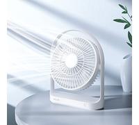 JISULIFE Ventilador de Escritorio, 4000mAh Ventilador USB Pequeño Portátil Silencioso con 4 Velocidades, Máximo 15 Hrs, Ventilador de Mesa Recargable con Batería para Oficina/Sala/Viaje-Blanco