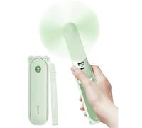 JISULIFE Ventilador de Mano, Duración Máxima de 46 Horas con Batería Externa de 4500 mAh, Ventilador Portátil con Linterna, Mini Plegable para Viajes, Regalos para Mujeres y Hombres-Verde