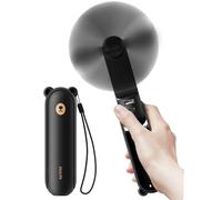 JISULIFE Ventilador de Mano, Duración Máxima de 46 Horas con Batería Externa de 4500 mAh, Ventilador Portátil con Linterna, Mini Plegable para Viajes, Regalos para Mujeres y Hombres-Negro
