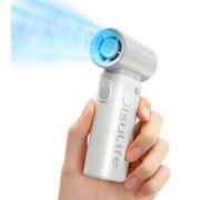 JISULIFE Ventilador de mano, Mini Ventilador Recargable USB, 3600 mAh Personal Maquillaje/Ventilador de Pestañas, Ventilador de Bolsillo Portátil con 5 Velocidades, Para Mujeres Hombres Viajes Gris