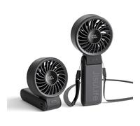 JISULIFE Ventilador de mano, ventilador portátil con pantalla LED [enfriamiento máximo de 13 horas] 3600 mAh, plegado a 150 °, 5 velocidades, ventilador de mano/escritorio/cuello 3 en 1, negro