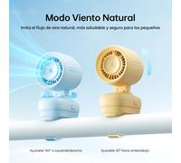 JISULIFE Ventilador portátil con clip para cochecito de bebé, mini ventilador portátil con pilas, con luz nocturna, 5 velocidades, pantalla LED 5000mAh Blue
