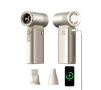 JISULIFE Ventilador portátil de mano 5 en 1, 100 velocidades, 9000 mAh máximo 25 horas, mini ventilador recargable de 18 W con linterna, ultra motor, carcasa de metal, regalo de viaje multifunción
