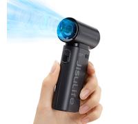 JISULIFE Ventilador Portátil, Turbo de Alta Velocidad [18 H de Enfriamiento Máximo], 5 Velocidades, Recargable de 5000 mAh, Mini Ventilador de Bolsillo, Ideal para Viajes, Conciertos, Maquillaje Negro