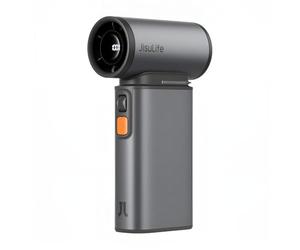 JISULIFE Ventilador turbo de mano con función de plumero de aire, Ventilador de chorro portátil con 1-100 velocidades, recargable USB para limpieza de teclado/campamento al aire libre-gris oscuro