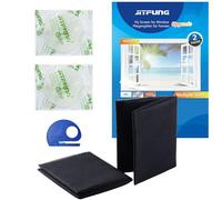 JIT-FUNG Mosquitera para Ventanas, Malla Ajustable 130x155cm Recortable al Tamaño, Protección contra Insectos y Moscas, con Cintas Autoadhesivas y Cuchillo (Negro, 2 Juegos)