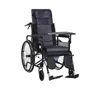 JITEM Transit - Silla de ruedas reclinable completa con respaldo alto, silla de ruedas manual con reposacabezas y mesa de comedor, silla plegable para baño, ducha, dispositivo de movilidad para