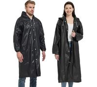 JITIFAZH Poncho de lluvia impermeable ligero y reutilizable con capucha, poncho de emergencia portátil para adultos, familia, senderismo, ciclismo, camping, 2 unidades, Negro , Talla única