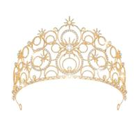 JITINX Coronas de cristal para mujer, tiara de burbujas de cristal, diadema de reina real, tocados de princesa para mujer, novia, boda, graduación, fiesta de cumpleaños, L, Metal, Aleación de zinc