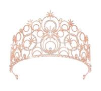 JITINX Coronas de cristal para mujer, tiara de burbujas de cristal, diadema de reina real, tocados de princesa para mujer, novia, boda, graduación, fiesta de cumpleaños, L, Metal, Aleación de zinc