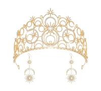 JITINX Coronas de cristal para mujer, tiara de burbujas de cristal, diadema de reina real, tocados de princesa para mujer, novia, boda, graduación, fiesta de cumpleaños, L, Metal, Aleación de zinc