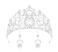 JITINX Coronas de cristal para mujer, tiara de burbujas de cristal, diadema de reina real, tocados de princesa para mujer, novia, boda, graduación, fiesta de cumpleaños, L, Metal, Aleación de zinc