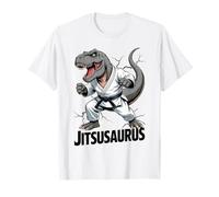 Jitsusaurus Funny Dinosaur Brazilian Jiu Jitsu T-Rex White Camiseta